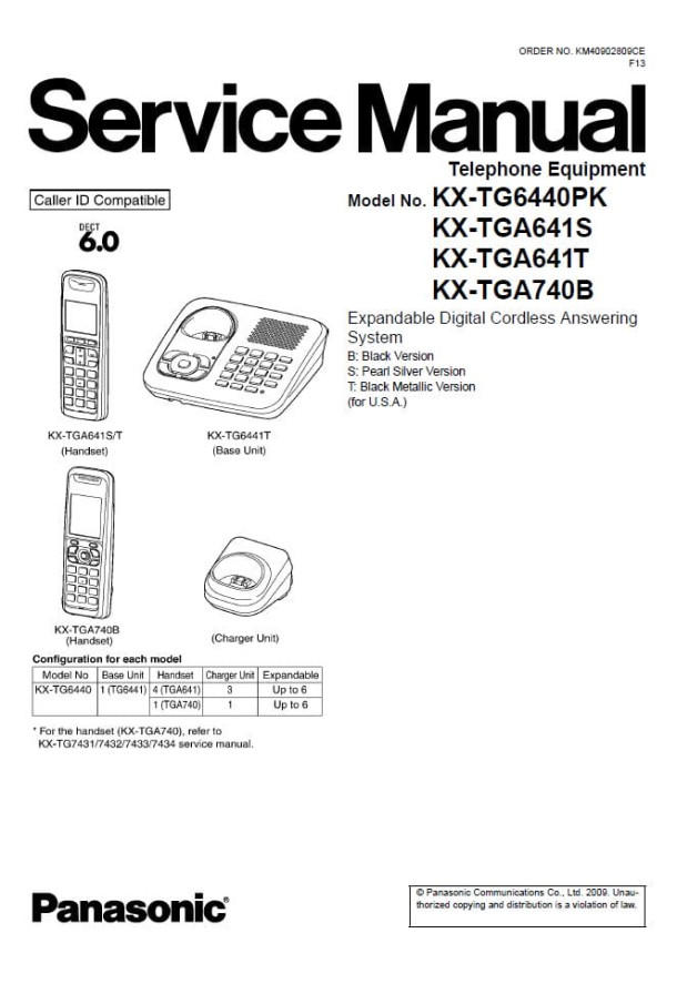 KX-TG6440PK, KX-TGA641S, KX-TGA641T, KX-TGA740B